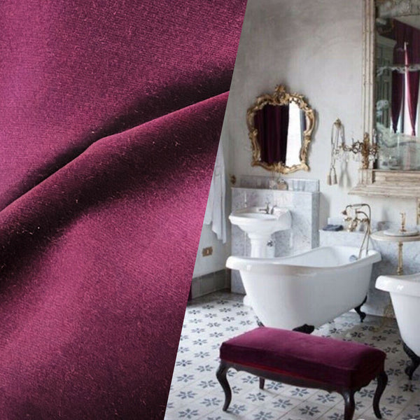 New Prince Oliver 100% Cotton made in Belgium Velvet Fabric in Berry - Fancy Styles Fabric Pierre Frey Lee Jofa Brunschwig & Fils