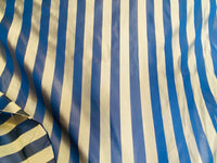 NEW! Prince Pendleton 100% Silk Taffeta Novelty Drapery Fabric in 1” Stripe- Blue and Gold - Fancy Styles Fabric Pierre Frey Lee Jofa Brunschwig & Fils