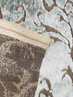 NEW! Duke Santori Designer Venetian Italian Burnout Medallion Chenille Silver-Blue Bronze Fabric Upholstery