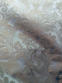 NEW! King Jeffra 100% Silk Taffeta Novelty Jacquard Drapery Fabric in Damask- Silvery Blue - Fancy Styles Fabric Pierre Frey Lee Jofa Brunschwig & Fils