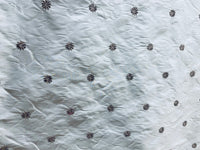 NEW! SALE! Lady Margaret 100% Silk Dupioni Taffeta Fabric- Velvet Grey Embroidery Floral -Light Blue - Fancy Styles Fabric Pierre Frey Lee Jofa Brunschwig & Fils