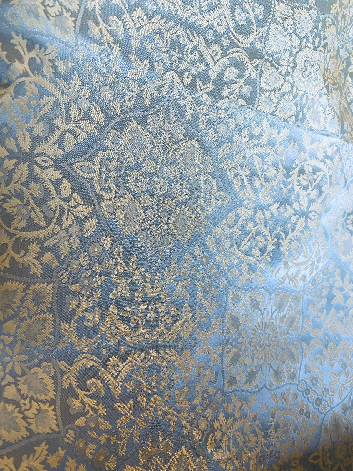 NEW Sir Enzo 100% Silk Taffeta Interior Design Fabric Medallion Brocade French Yellow and Blue - Fancy Styles Fabric Pierre Frey Lee Jofa Brunschwig & Fils