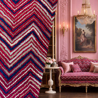 NEW! King Marko Luxury Heavyweight Upholstery Velvet Chenille Geometric Fabric - Fuchsia Red Blue - BTY - Fancy Styles Fabric Pierre Frey Lee Jofa Brunschwig & Fils