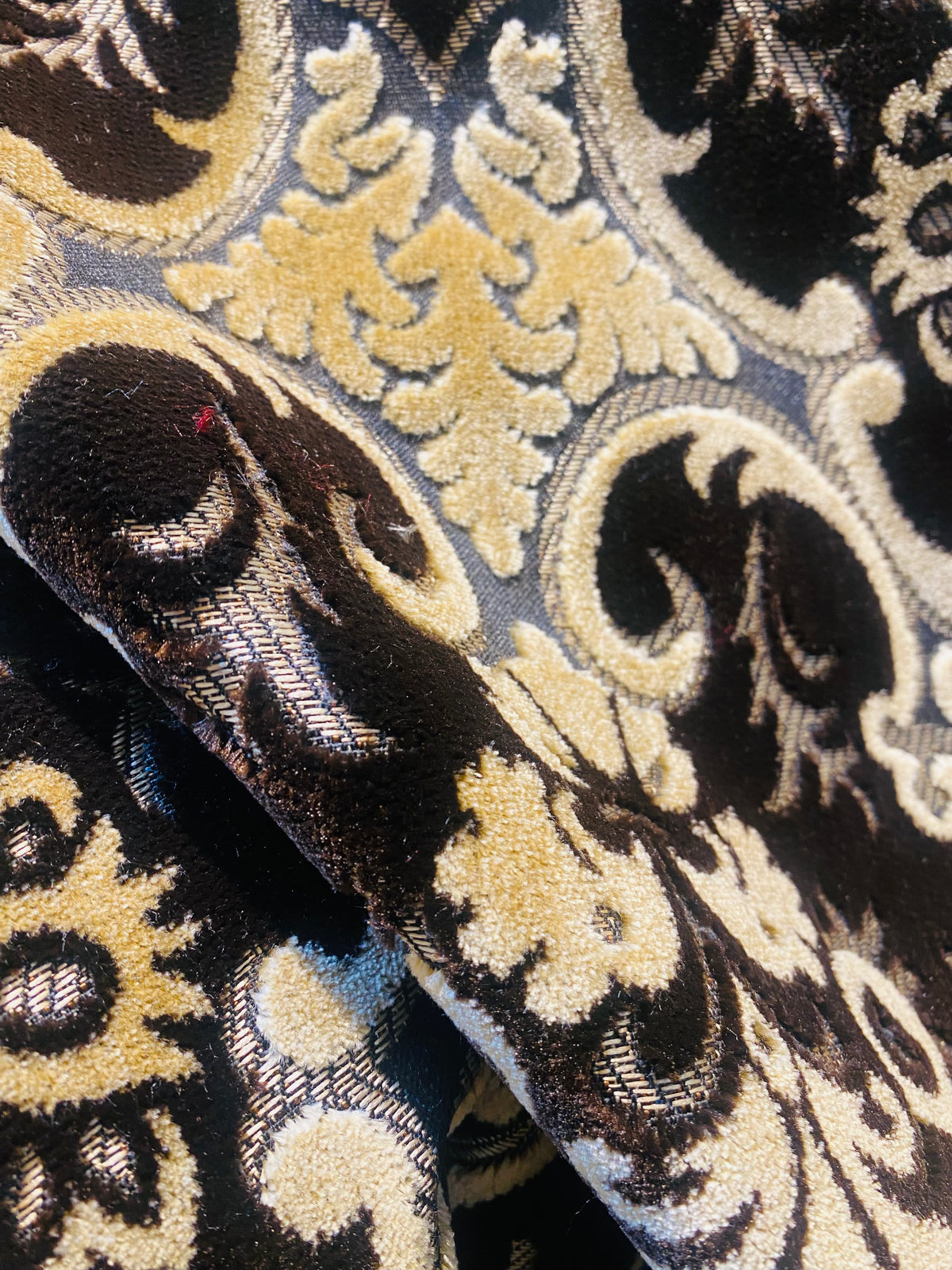 NEW Sir Scott Designer Italian Burnout Medallion Chenille Velvet Fabric Brown and Beige - Upholstery - Fancy Styles Fabric Pierre Frey Lee Jofa Brunschwig & Fils