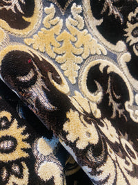 NEW Sir Scott Designer Italian Burnout Medallion Chenille Velvet Fabric Brown and Beige - Upholstery - Fancy Styles Fabric Pierre Frey Lee Jofa Brunschwig & Fils