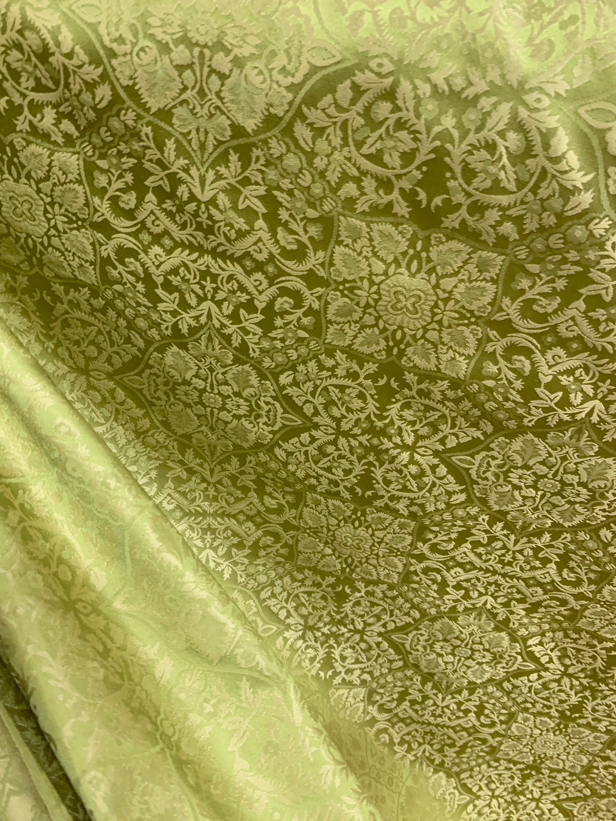 NEW Sir Enzo 100% Silk Jacquard Ornate Drapery Damask Fabric - Leaf Green - Fancy Styles Fabric Pierre Frey Lee Jofa Brunschwig & Fils