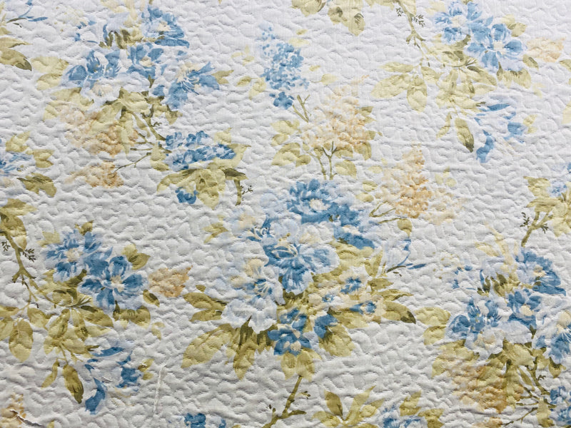 NEW Sale! Queen Leticia Quilted Blanket Fabric Imported from Italy- Upholstery & Drapery- Blue Melange