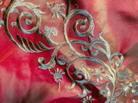 NEW Queen Challance 100% Silk Taffeta Fabric - Embroidered- Fire Red Iridescence - Fancy Styles Fabric Pierre Frey Lee Jofa Brunschwig & Fils