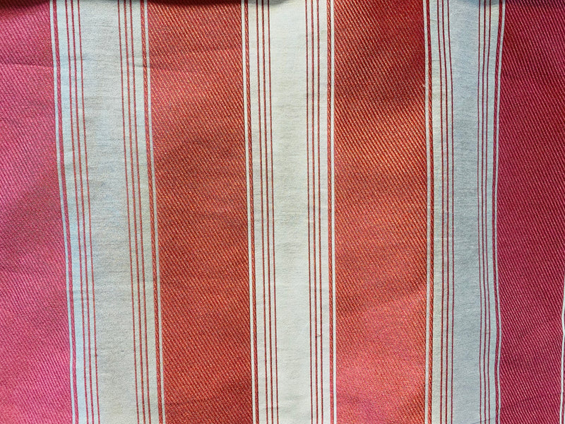 NEW Lady Monroe French Terra Cotta Red Fabric - 3” Stripes - Upholstery 55” Wide