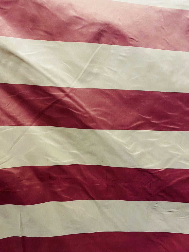 NEW Lady La 100% Silk Taffeta Fabric with 3” Faded Red and Gold Stripes