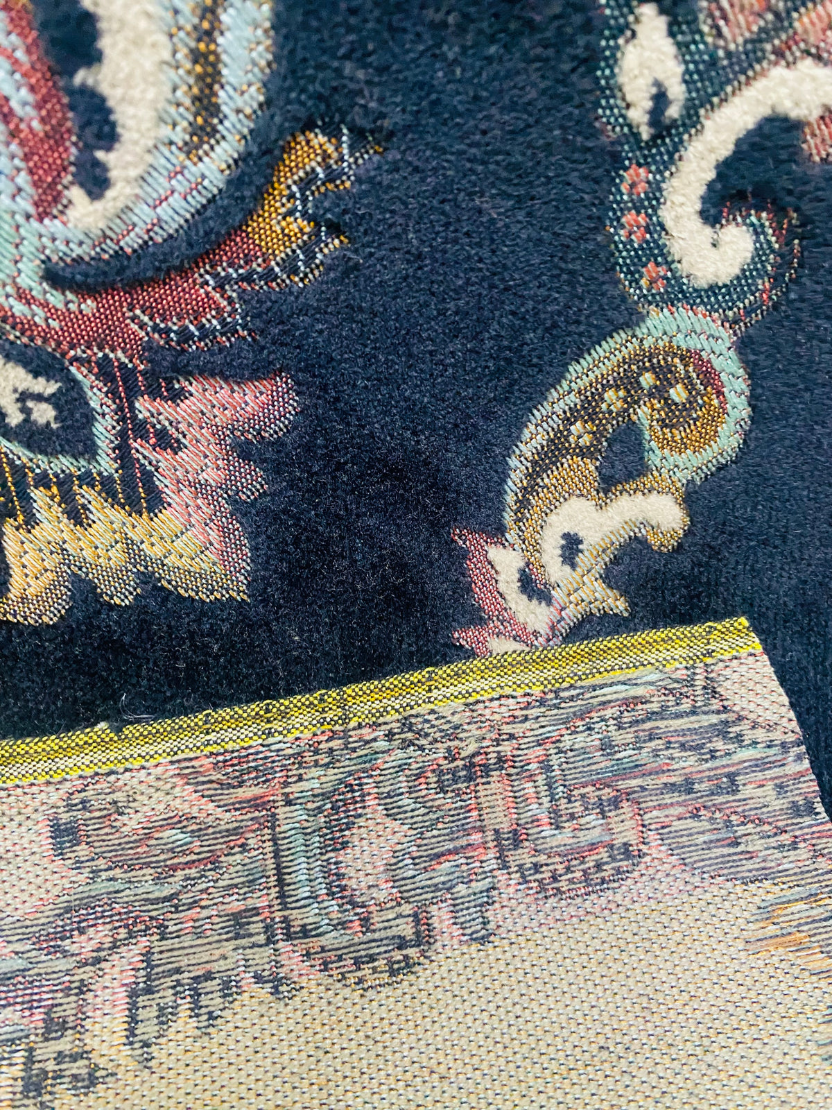 NEW! Duke Challace Designer Italian Burnout Medallion Chenille Velvet Upholstery Fabric - Black - Fancy Styles Fabric Pierre Frey Lee Jofa Brunschwig & Fils