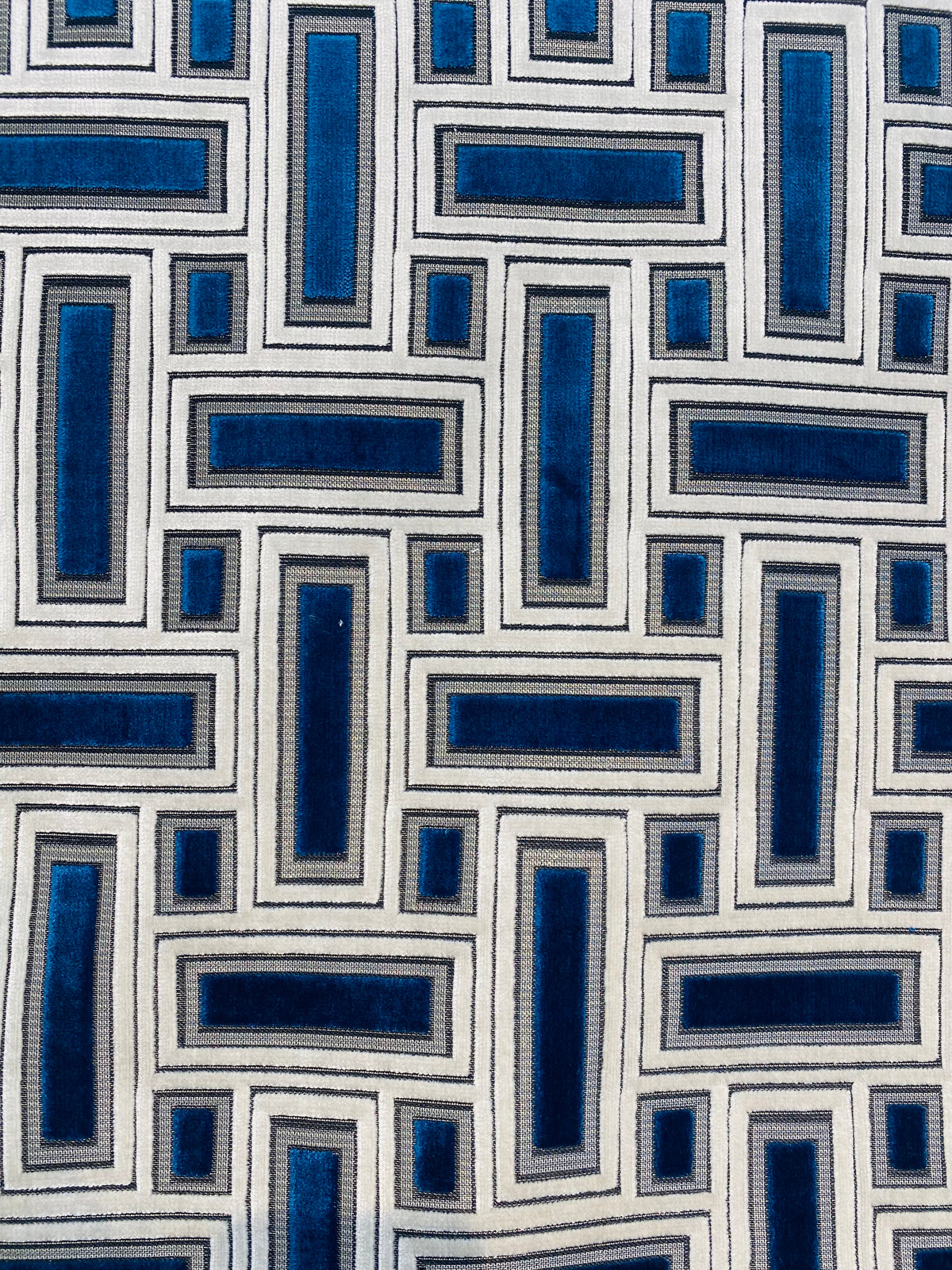 NEW! Duchess Adalyn Novelty Italian Burnout Geometric Chenille Upholstery Velvet Fabric - Royal Blue BTY - Fancy Styles Fabric Pierre Frey Lee Jofa Brunschwig & Fils