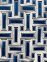 NEW! Duchess Adalyn Novelty Italian Burnout Geometric Chenille Upholstery Velvet Fabric - Royal Blue BTY