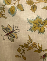 NEW! Princess Merta Novelty 100% Linen Fabric Floral - Burgundy, Gold and Natural - Fancy Styles Fabric Pierre Frey Lee Jofa Brunschwig & Fils