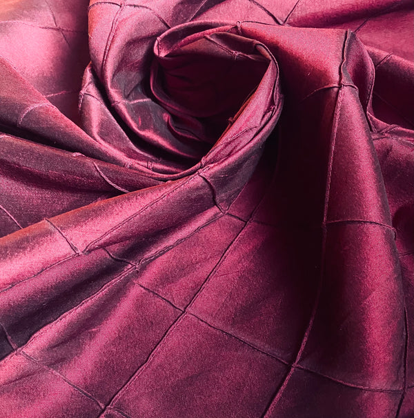 NEW Queen Lila Designer 100% Silk Dupioni - Pintuck Diamond Motif- Burgundy - Fancy Styles Fabric Pierre Frey Lee Jofa Brunschwig & Fils