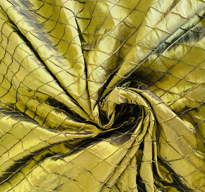 Live Deal: Lady Katala “Faux Silk” Pintuck Diamond Fabric- Electric Olive Green