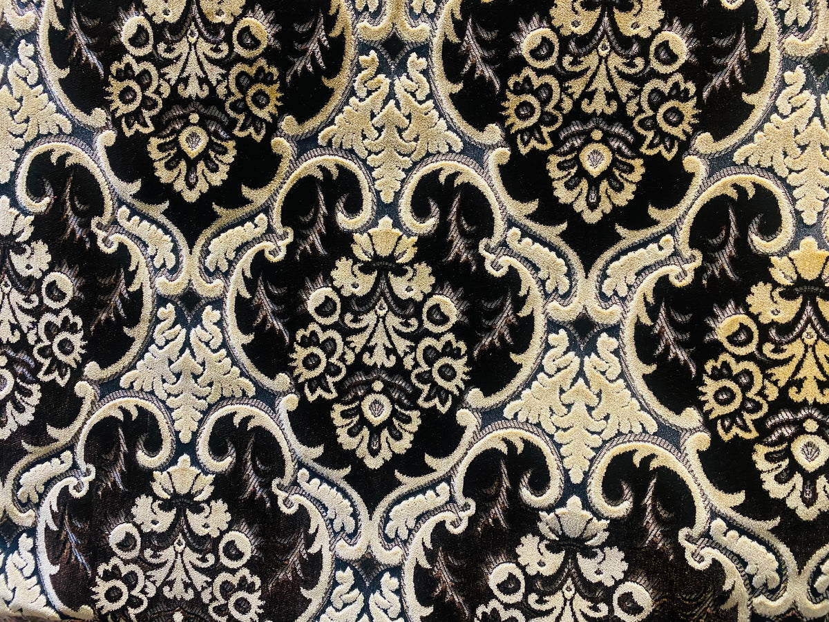 NEW Sir Scott Designer Italian Burnout Medallion Chenille Velvet Fabric Brown and Beige - Upholstery - Fancy Styles Fabric Pierre Frey Lee Jofa Brunschwig & Fils