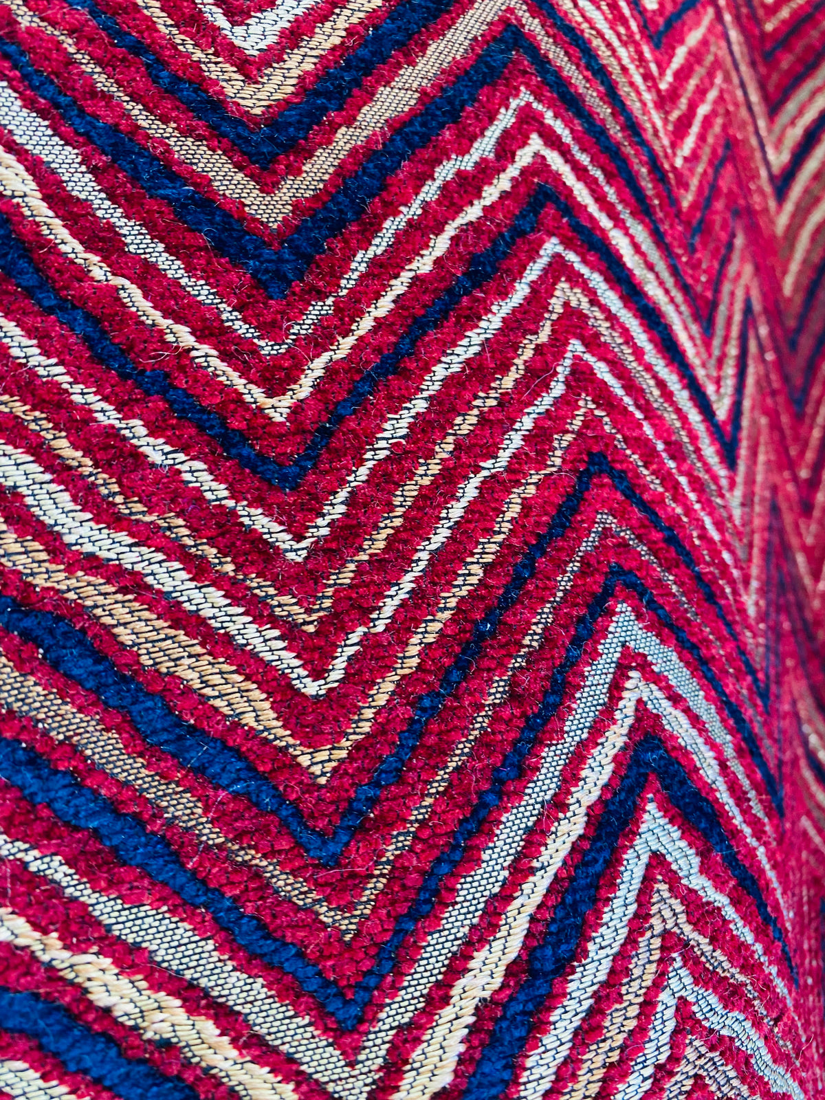 NEW! King Marko Luxury Heavyweight Upholstery Velvet Chenille Geometric Fabric - Fuchsia Red Blue - BTY - Fancy Styles Fabric Pierre Frey Lee Jofa Brunschwig & Fils
