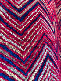 NEW! King Marko Luxury Heavyweight Upholstery Velvet Chenille Geometric Fabric - Fuchsia Red Blue - BTY - Fancy Styles Fabric Pierre Frey Lee Jofa Brunschwig & Fils