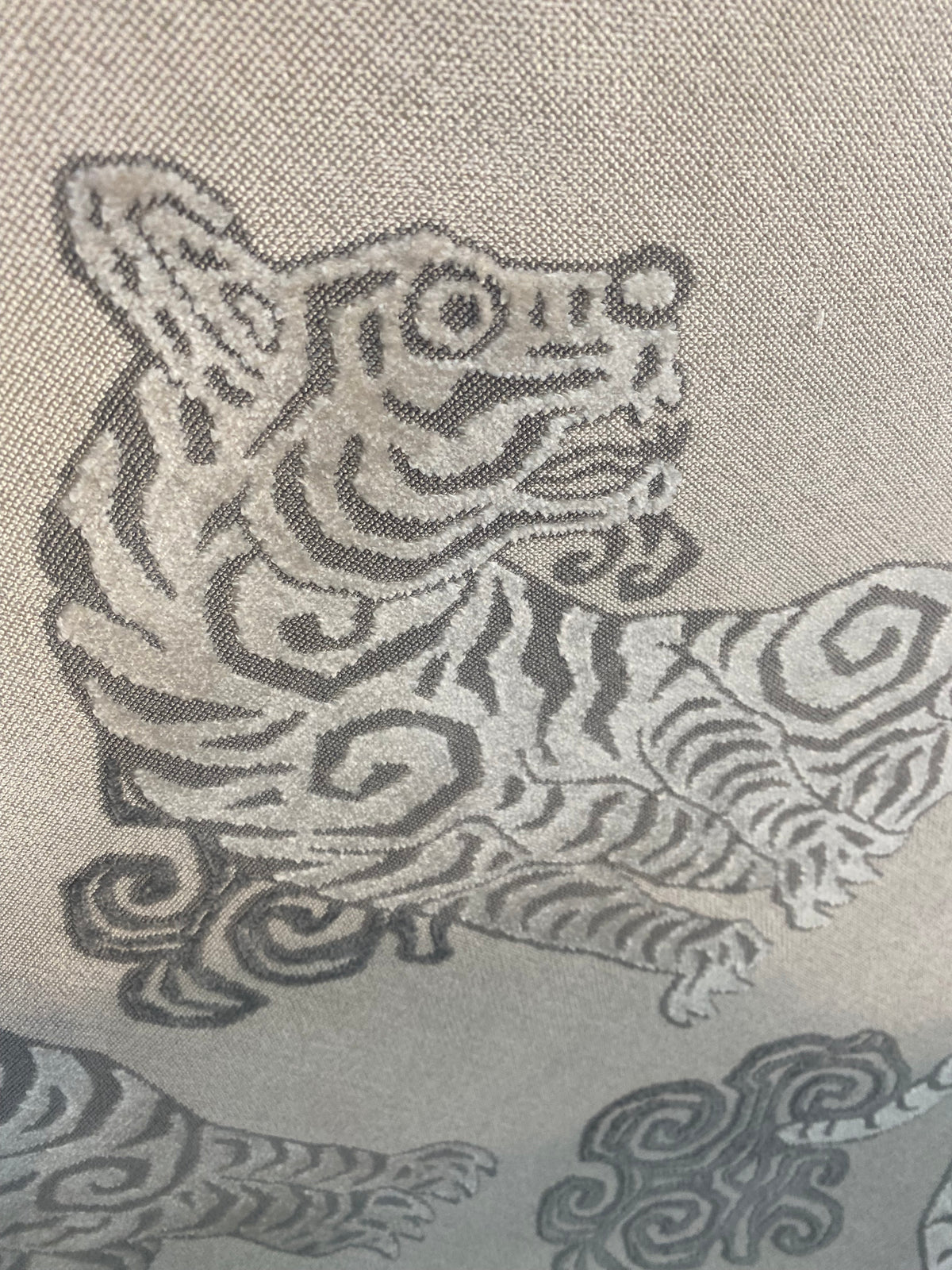 NEW GUCCI HOME Designer Upholstery Heavyweight Tiger Animal Burnout Velvet Fabric- Grey - Fancy Styles Fabric Pierre Frey Lee Jofa Brunschwig & Fils