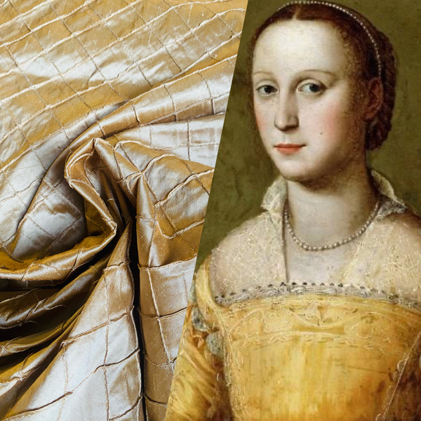 NEW Lady Morgan 100% Silk Dupioni Pintuck Diamond Gold Fabric - Fancy Styles Fabric Pierre Frey Lee Jofa Brunschwig & Fils