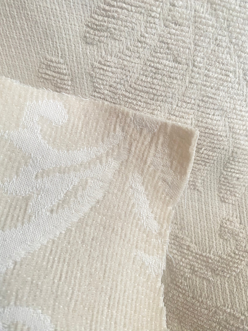 NEW! SALE! King Sam Brocade Jacquard Burnout Upholstery Chenille Italian Fabric- White Ivory Floral- Upholstery Neoclassical