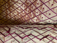 NEW Duchess Dorta 100% Silk Dupioni Embroidered Diamond Dot Motif Cream White and Burgundy Red - Fancy Styles Fabric Pierre Frey Lee Jofa Brunschwig & Fils
