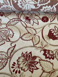 New! Sale! 50% Off 10 yard roll- Miss Florentine Brocade Floral Upholstery & Drapery Fabric- Red - Fancy Styles Fabric Pierre Frey Lee Jofa Brunschwig & Fils