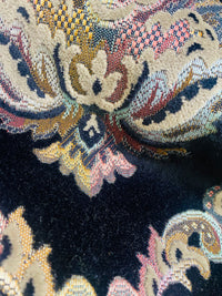 NEW! Duke Challace Designer Italian Burnout Medallion Chenille Velvet Upholstery Fabric - Black - Fancy Styles Fabric Pierre Frey Lee Jofa Brunschwig & Fils
