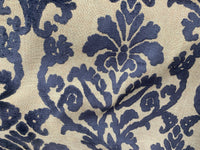 NEW! Sir Scotte Novelty Burnout Medallion Floral Velvet Fabric - Indigo Navy Blue- Upholstery - Fancy Styles Fabric Pierre Frey Lee Jofa Brunschwig & Fils