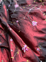 App Sale: Duchess Sweden Embroidered Floral “Faux Silk” Fabric Red