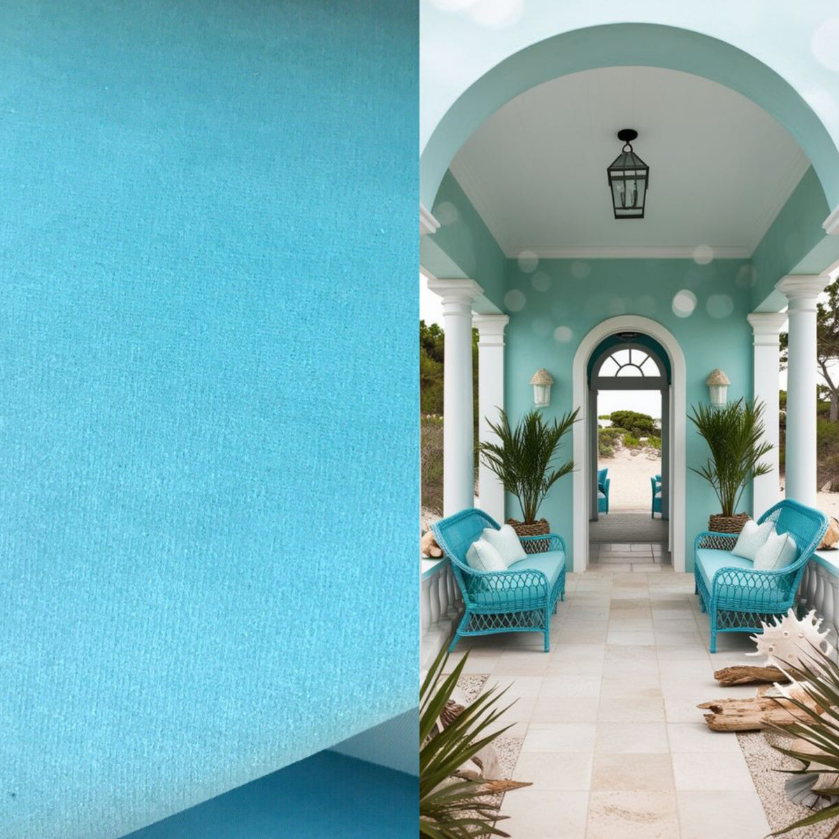 NEW! Duke Donovan WATERPROOF OUTDOOR Velvet Upholstery & Drapery Fabric - Tiffany Blue- BTY - Fancy Styles Fabric Pierre Frey Lee Jofa Brunschwig & Fils