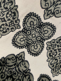 King Jador Designer Medallion Damask Velvet Fabric Upholstery-Dark Grey, Black and White - Fancy Styles Fabric Pierre Frey Lee Jofa Brunschwig & Fils