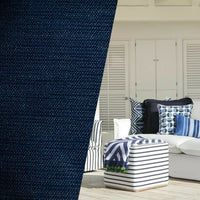 New! SUNBRELLA Navy Indigo Blue Linen Inspired Stripes Waterproof Indoor Outdoor Upholstery Fabric - Fancy Styles Fabric Pierre Frey Lee Jofa Brunschwig & Fils