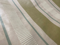 NEW Queen Sherrice 100% Silk Dupioni Ribbon Stripes Fabric - Pistachio Green and Cream with Sea Foam Blue Pinstripe - Fancy Styles Fabric Pierre Frey Lee Jofa Brunschwig & Fils
