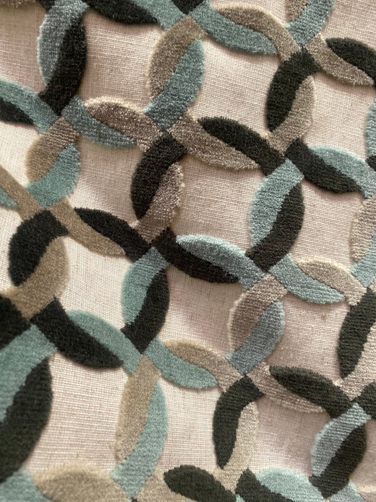 NEW! Prince Mekke - Designer Italian Venetian Burnout Geometric Cut Velvet Fabric Upholstery - Grey Blue - Fancy Styles Fabric Pierre Frey Lee Jofa Brunschwig & Fils