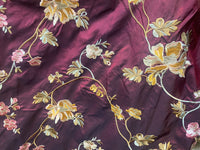 NEW Princess Carey 100% Silk Taffeta Embroidered Floral Fabric - Dark Red - Fancy Styles Fabric Pierre Frey Lee Jofa Brunschwig & Fils