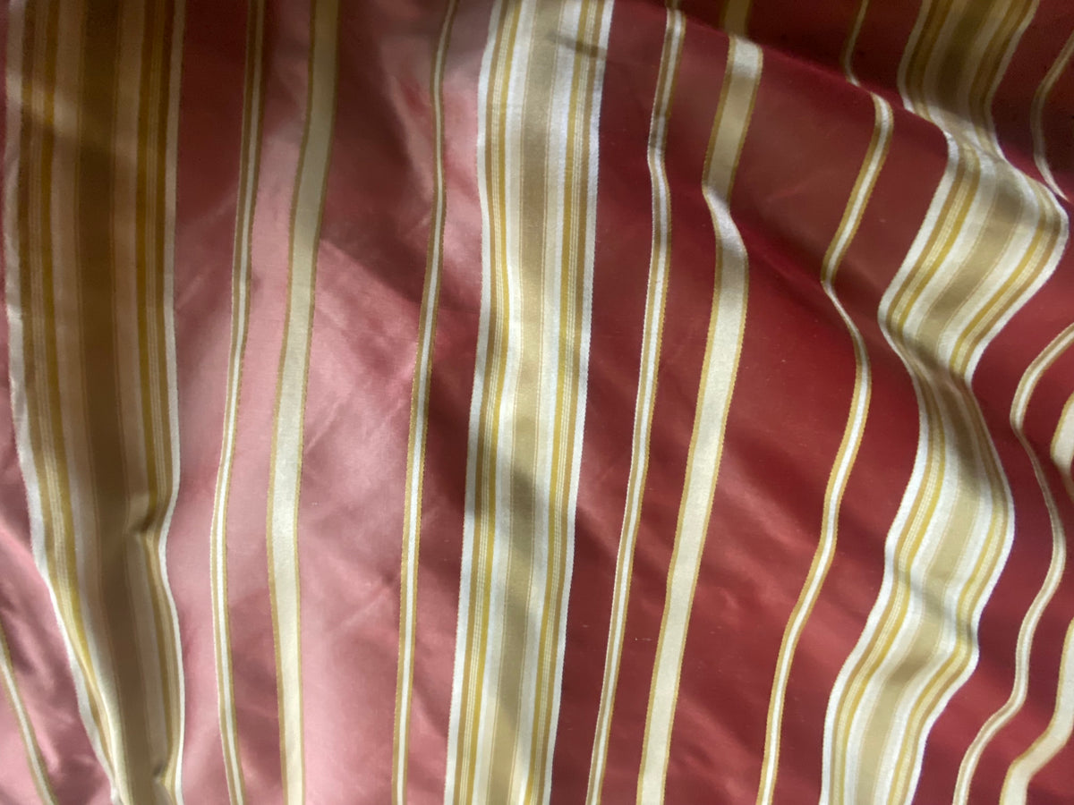 NEW Lady Lali 100% Silk Taffeta Fabric with Red Candy-cane Stripes - Fancy Styles Fabric Pierre Frey Lee Jofa Brunschwig & Fils