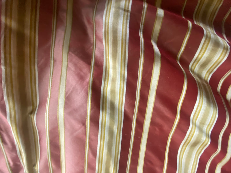 NEW Lady Lali 100% Silk Taffeta Fabric with Red Candy-cane Stripes