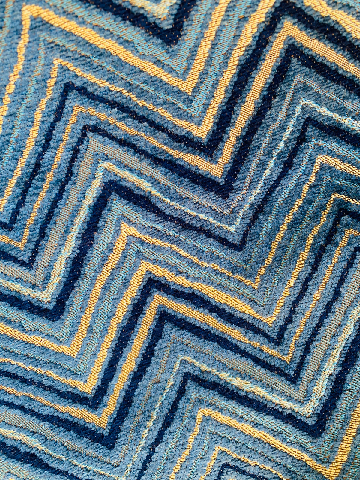 NEW! King Marko Luxury Heavyweight Upholstery Velvet Chenille Geometric Fabric - Blue - BTY - Fancy Styles Fabric Pierre Frey Lee Jofa Brunschwig & Fils