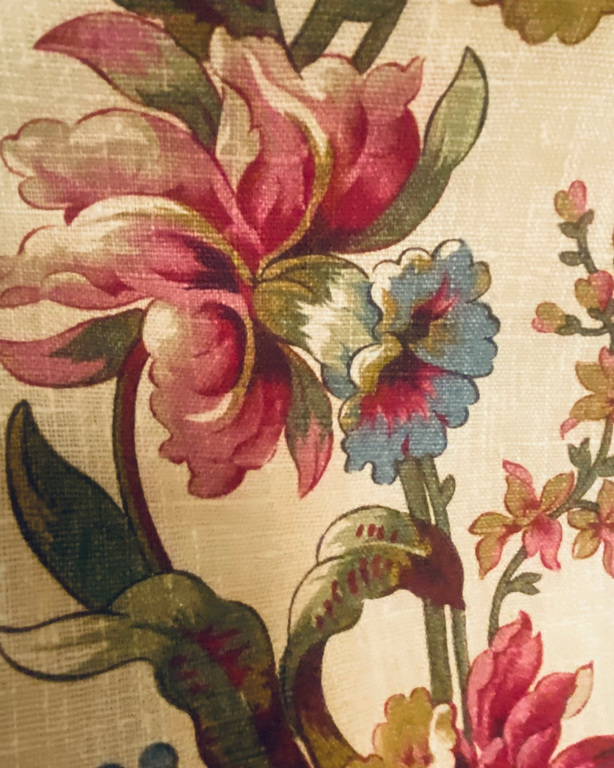 NEW! Princess Peppa Novelty 100% Linen Fabric Floral - Burgundy, Gold and Natural - Fancy Styles Fabric Pierre Frey Lee Jofa Brunschwig & Fils