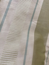 NEW Queen Sherrice 100% Silk Dupioni Ribbon Stripes Fabric - Pistachio Green and Cream with Sea Foam Blue Pinstripe - Fancy Styles Fabric Pierre Frey Lee Jofa Brunschwig & Fils