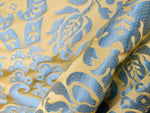 NEW Queen Lauder Neoclassical Floral Damask Matte Satin Duck Egg Blue and Gold Jacquard Drapery Fabric