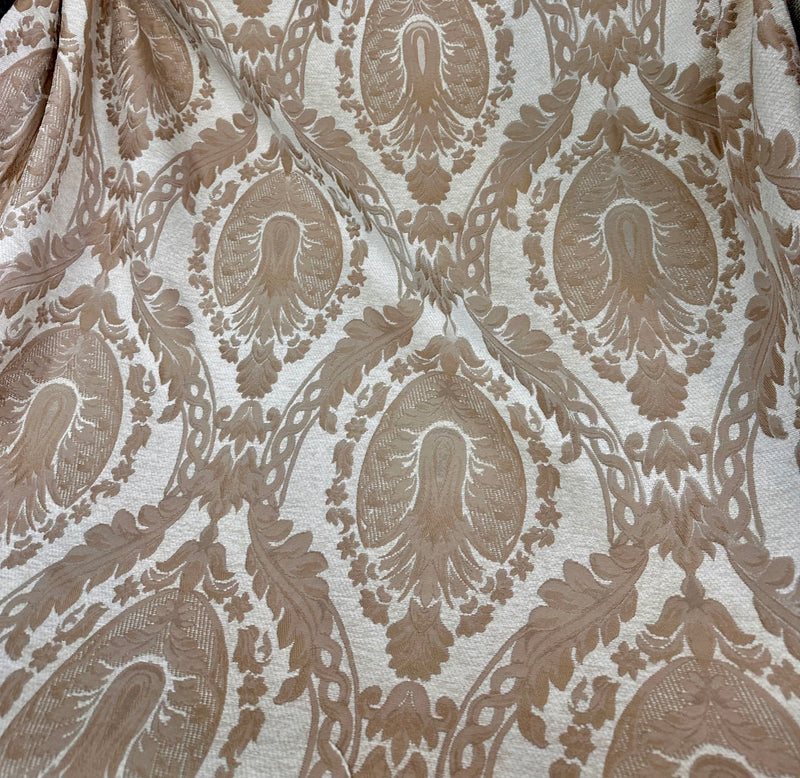 NEW Lady Danita Designer Medallion Burnout Chenille Velvet Fabric - Brocade- Cream Gold