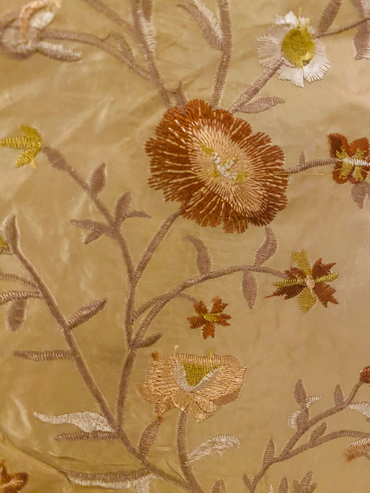 NEW! Duchess Aurora Light Gold Faux Silk Embroidered Fabric - Fancy Styles Fabric Pierre Frey Lee Jofa Brunschwig & Fils