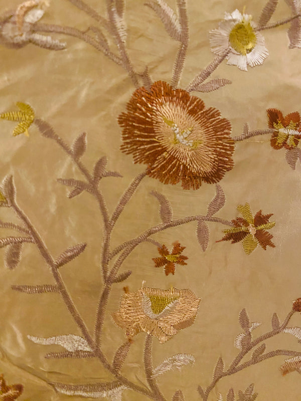 NEW! Duchess Aurora Light Gold Faux Silk Embroidered Fabric - Fancy Styles Fabric Pierre Frey Lee Jofa Brunschwig & Fils