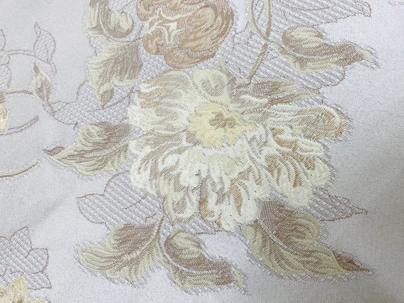 NEW Queen Drea Designer Brocade Satin Fabric- French Antique White Floral- Upholstery and Drapery