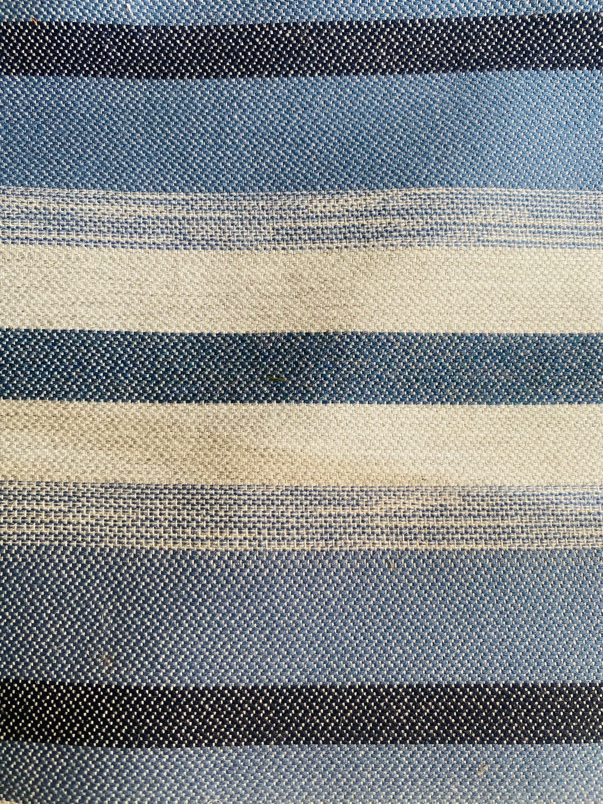 New! SUNBRELLA Novelty Waterproof Indoor Outdoor Natural Blue Indigo Stripe Upholstery and Decorating Fabric - Fancy Styles Fabric Pierre Frey Lee Jofa Brunschwig & Fils