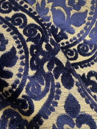 NEW! Sir Sanders Novelty Burnout Medallion Chenille Velvet Fabric - Indigo Navy Blue- Upholstery - Fancy Styles Fabric Pierre Frey Lee Jofa Brunschwig & Fils
