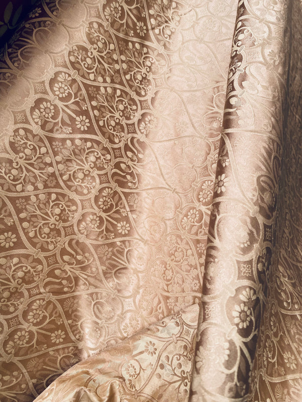 NEW! Princess Heart 100% Silk Satin Novelty Jacquard Damask Fabric- Pink - Fancy Styles Fabric Pierre Frey Lee Jofa Brunschwig & Fils